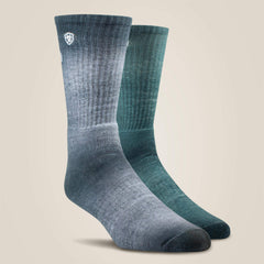 Ariat Incognito Graphic Crew Work Sock 2 Pair Multi Color Pack For Sale