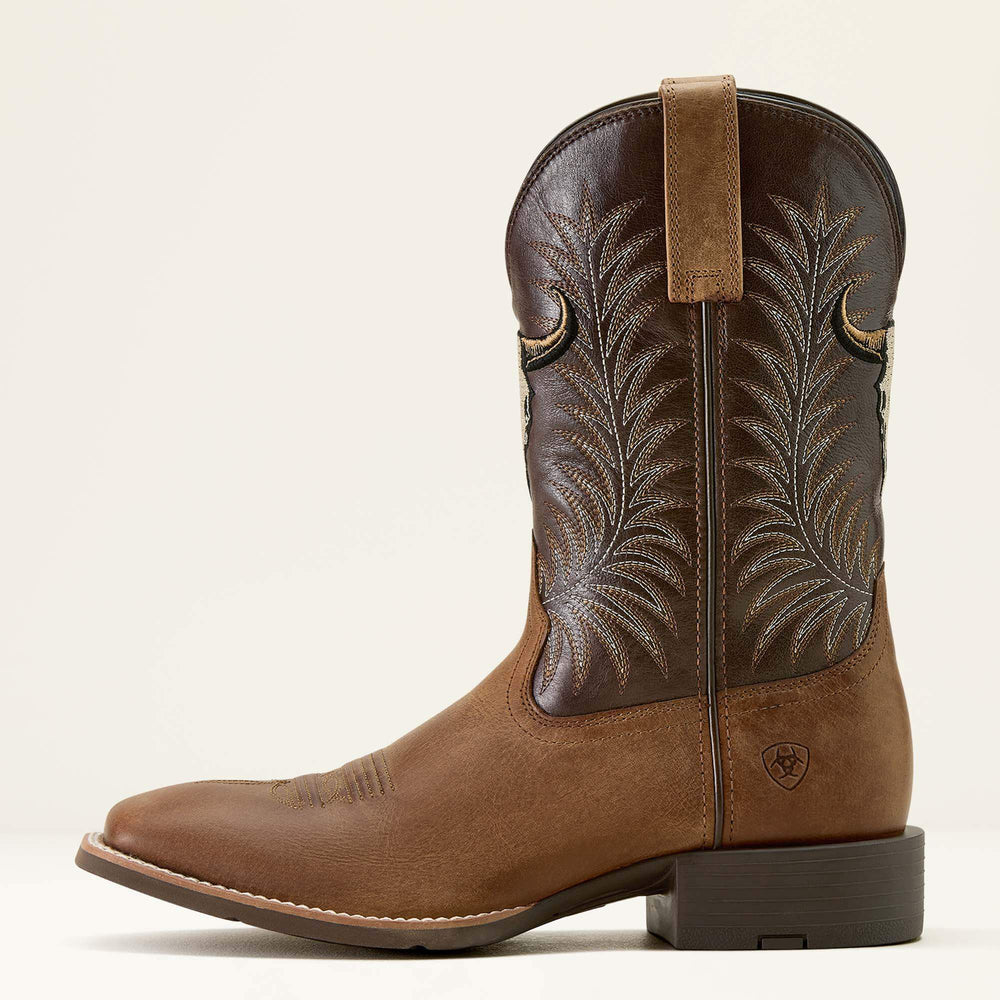 Ariat Sport Steer Skull Wide Square Toe Cowboy Boot Discount
