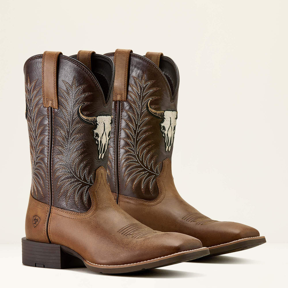 Ariat Sport Steer Skull Wide Square Toe Cowboy Boot Discount