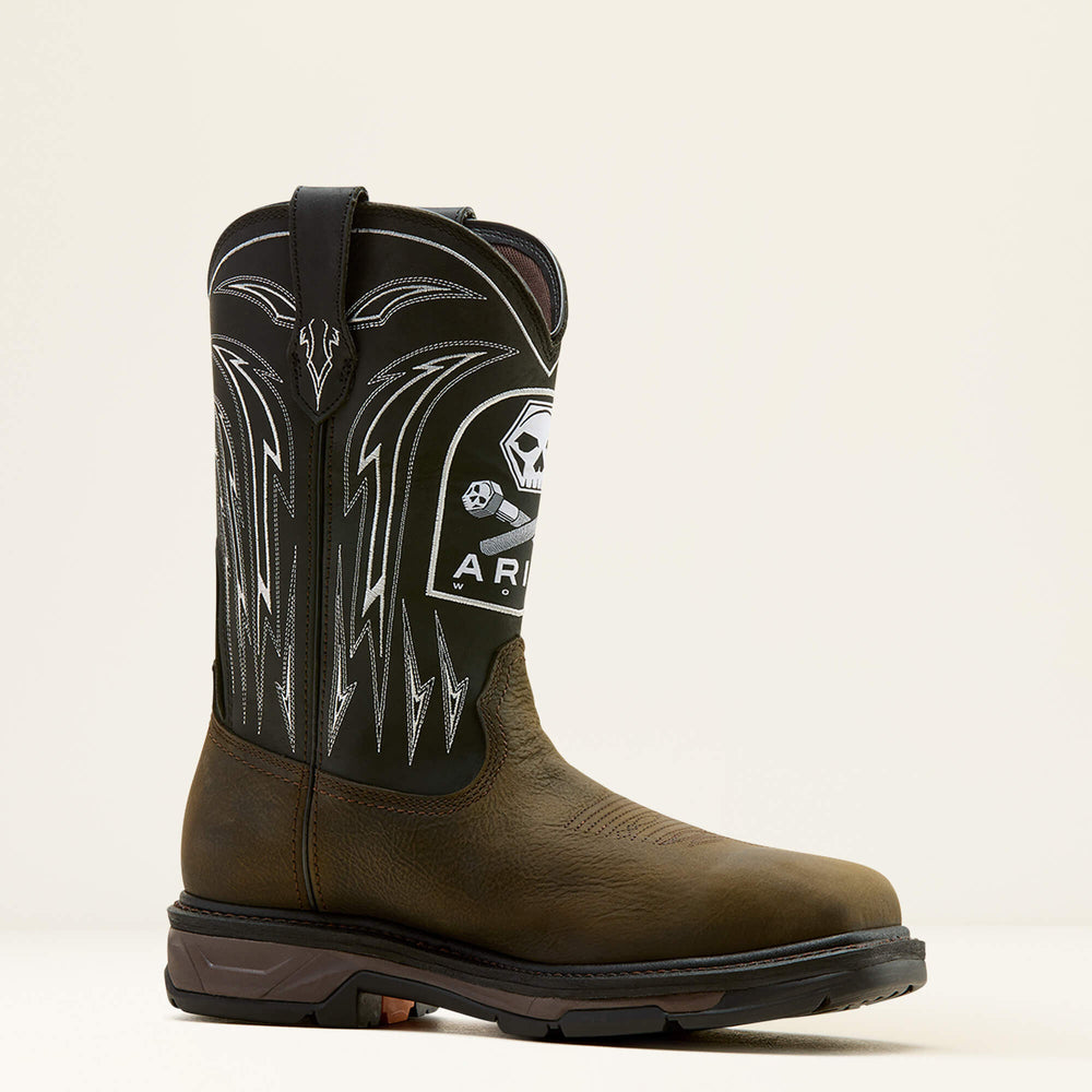 Ariat WorkHog XT Bolt Skull Waterproof Wide Square Toe Carbon Toe Work Boot Outlet
