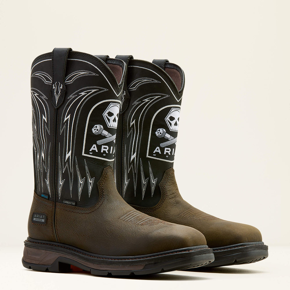 Ariat WorkHog XT Bolt Skull Waterproof Wide Square Toe Carbon Toe Work Boot Outlet