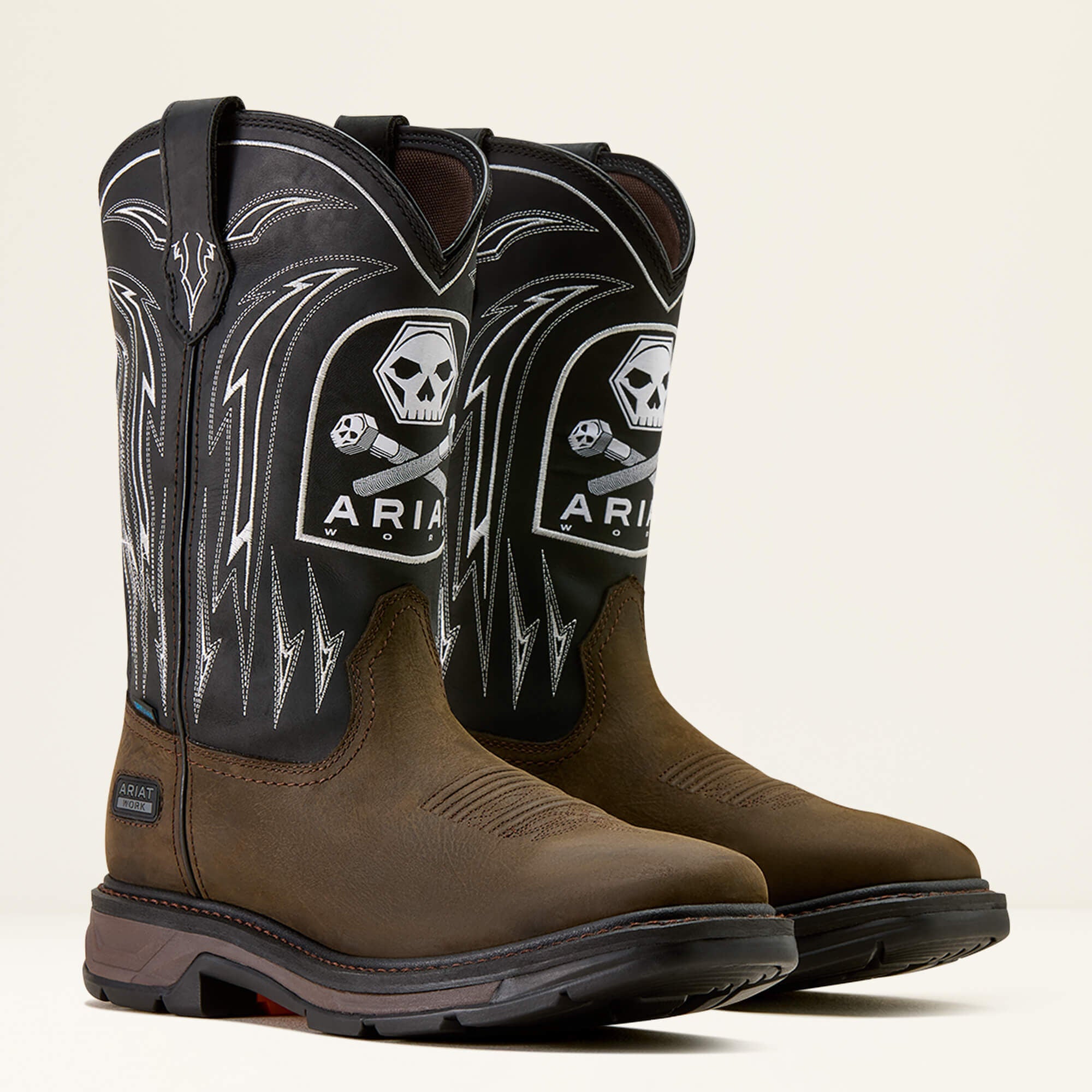 Ariat WorkHog XT Bolt Skull Waterproof Wide Square Toe Work Boot For Sale