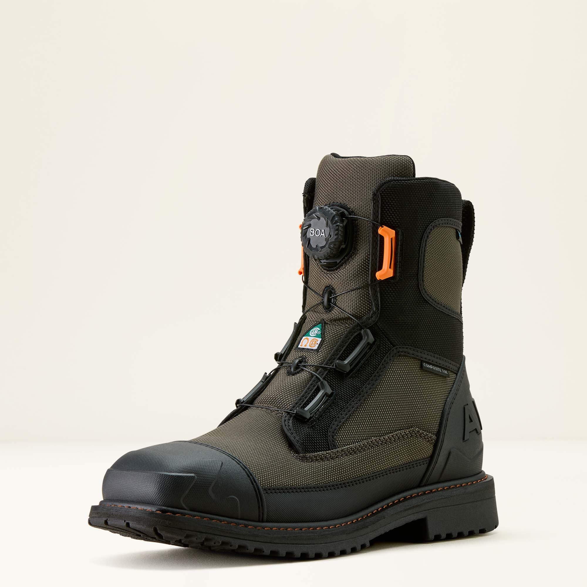Ariat RigTEK Wildcat BOA 8" CSA Waterproof Wide Square Toe Composite Toe Work Boot For Sale