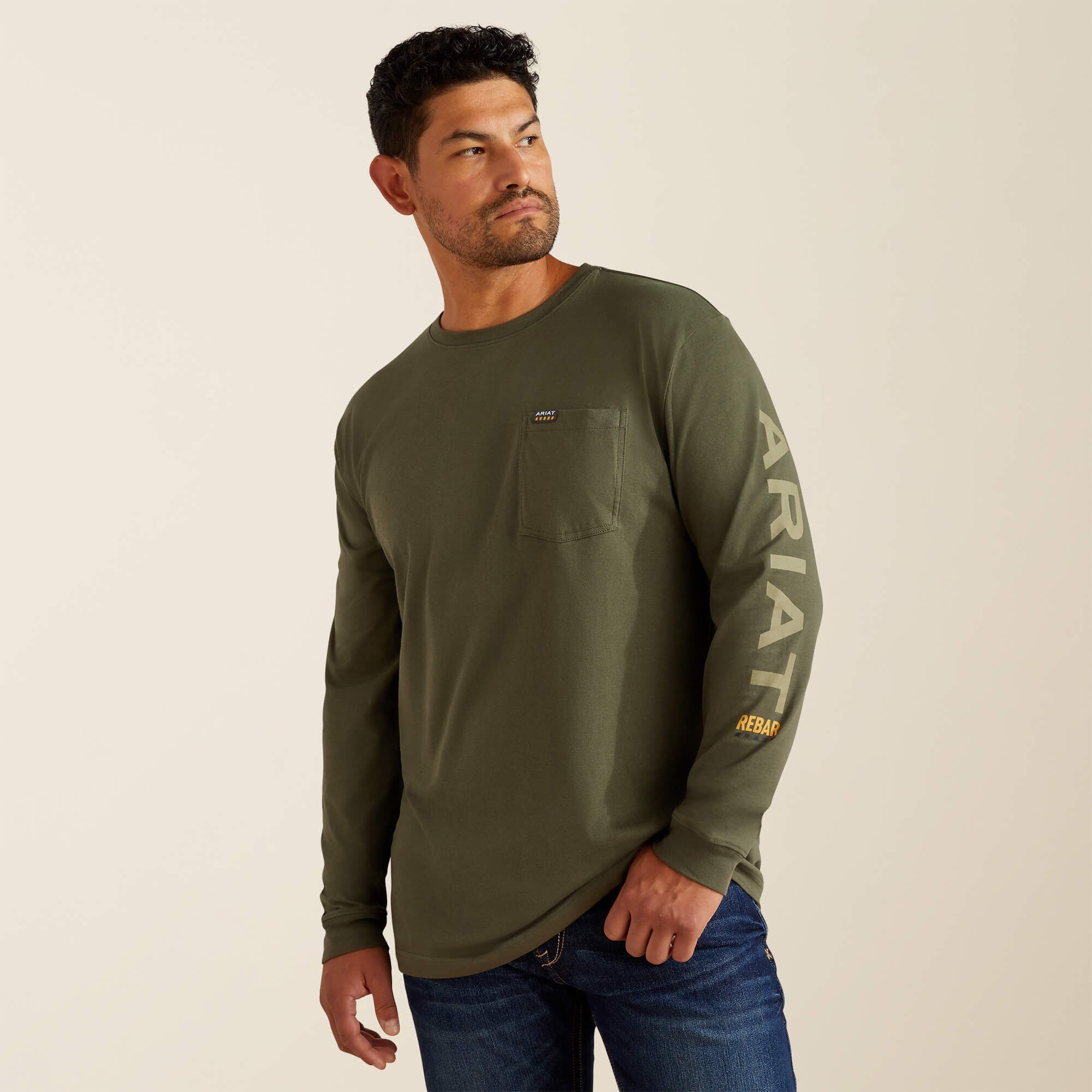 Ariat Rebar Cotton Strong Standard Logo Pocket T-Shirt For Sale