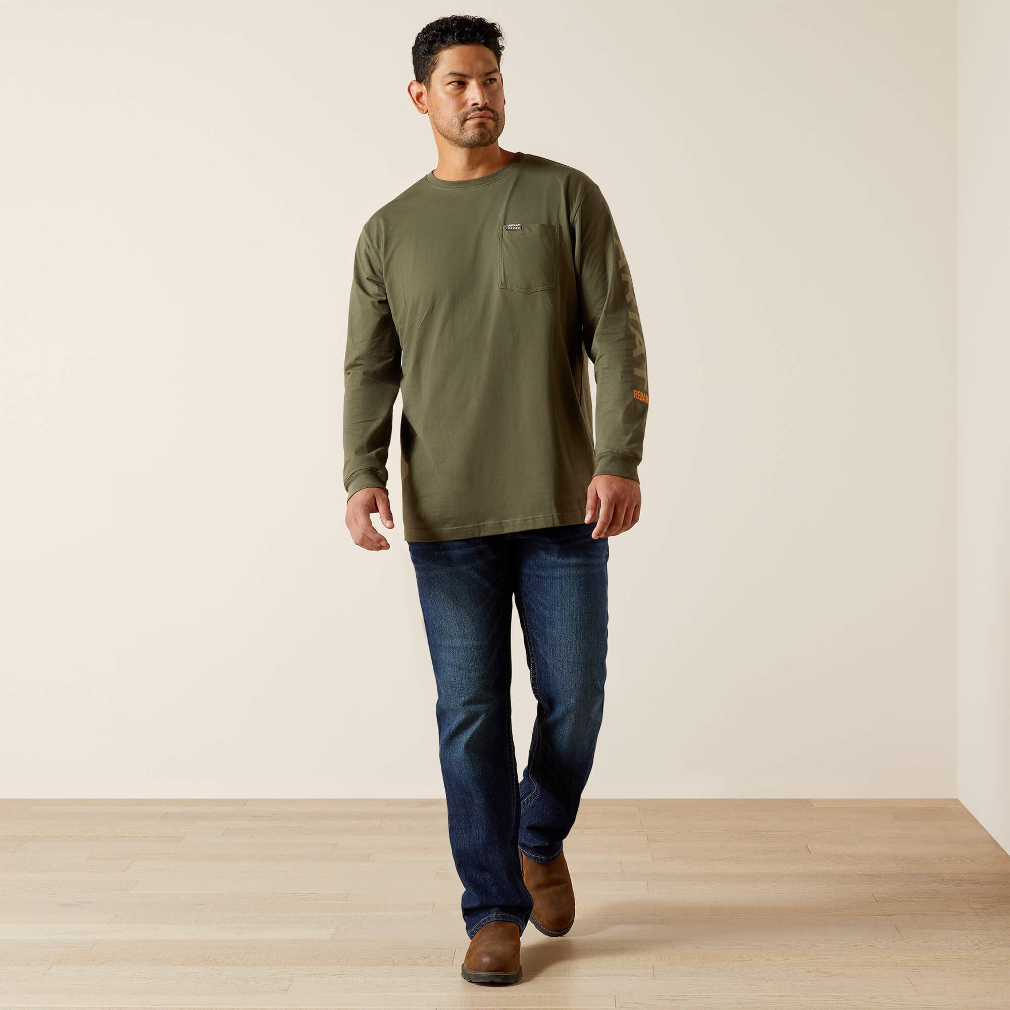 Ariat Rebar Cotton Strong Standard Logo Pocket T-Shirt For Sale