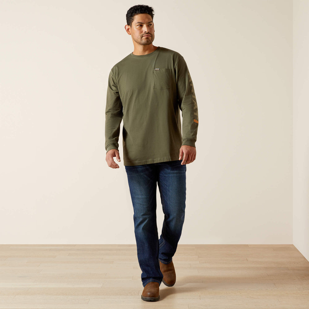 Ariat Rebar Cotton Strong Standard Logo Pocket T-Shirt For Sale
