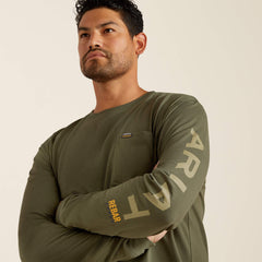 Ariat Rebar Cotton Strong Standard Logo Pocket T-Shirt For Sale