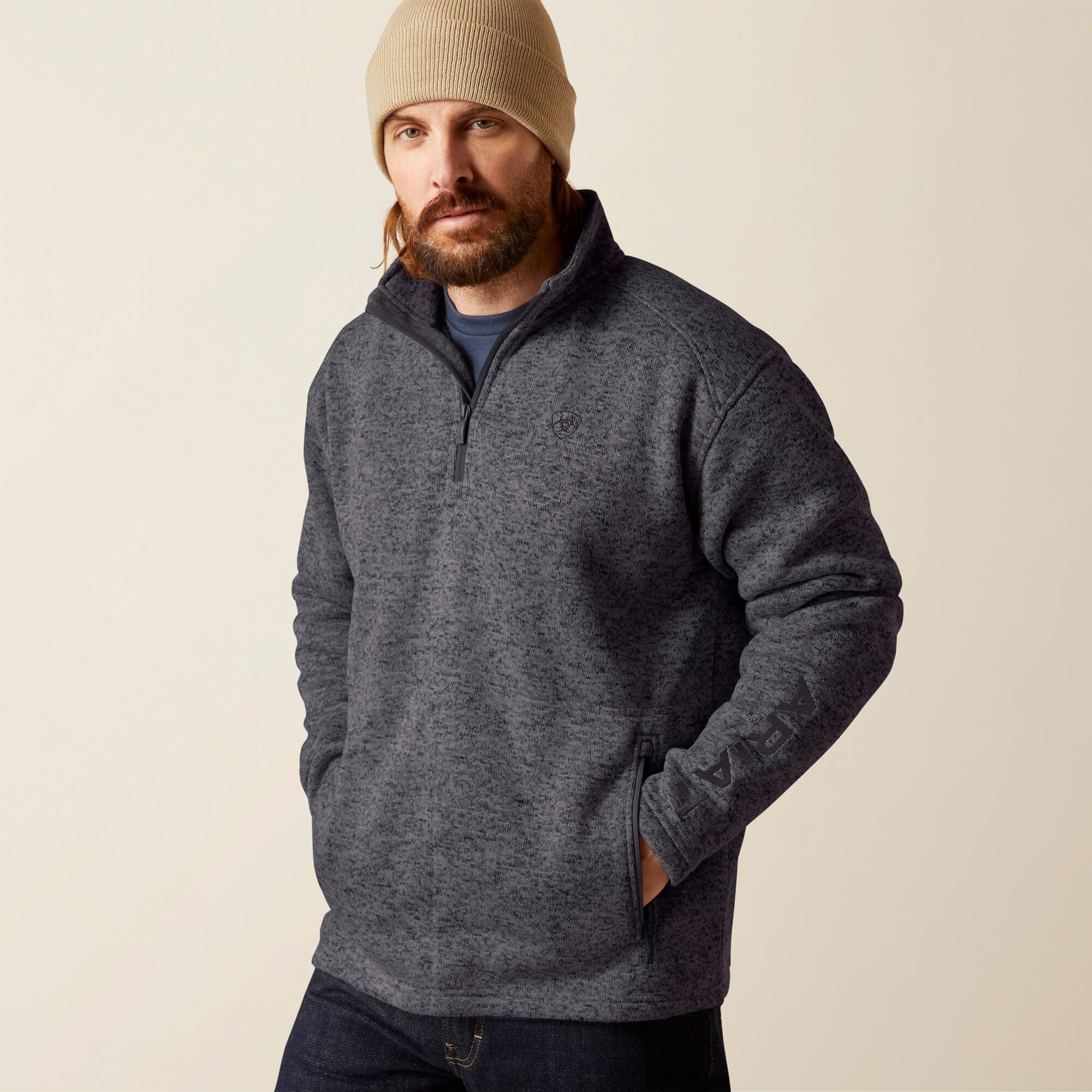 Ariat Caldwell Logo 1/4 Zip Sweater Discount