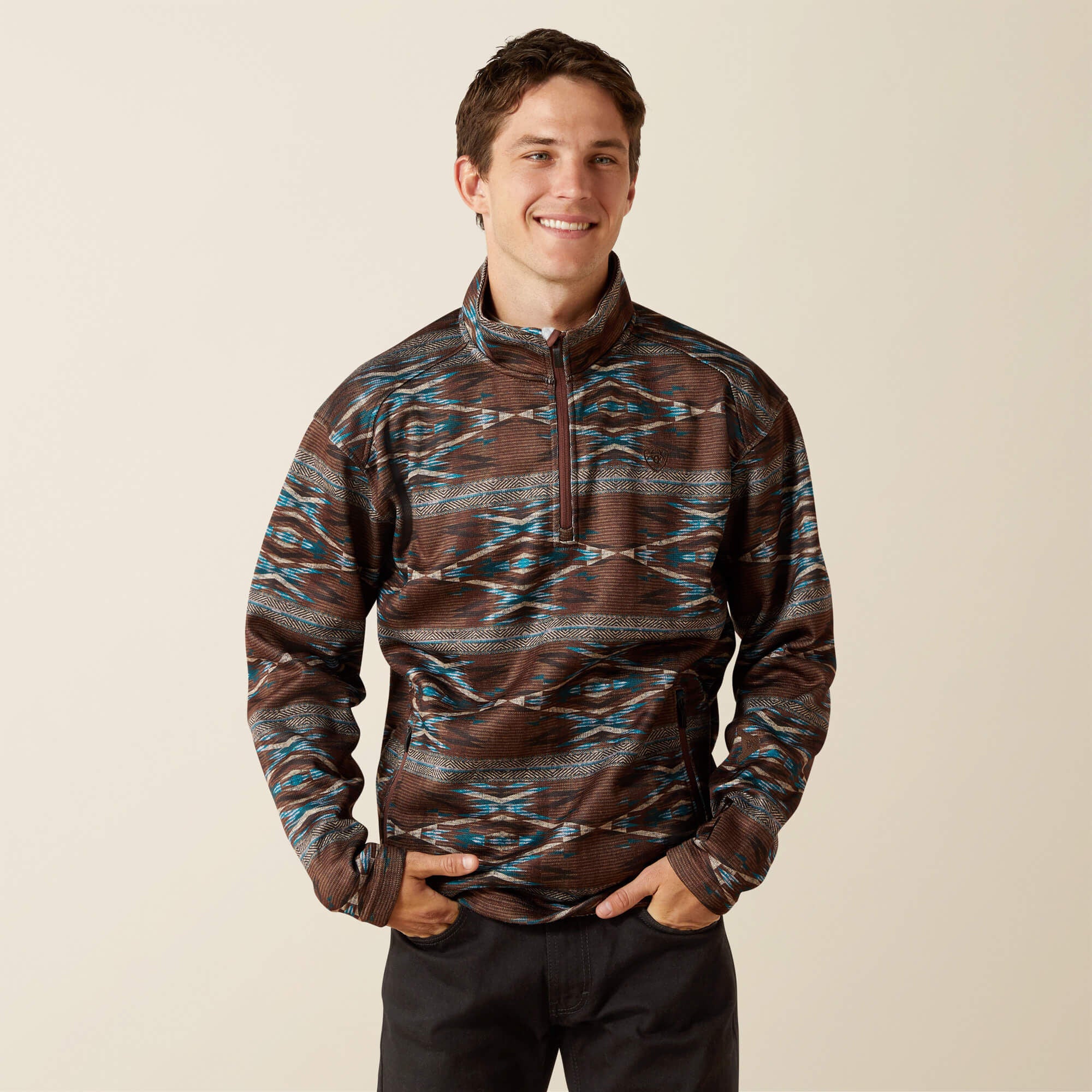 Ariat Caldwell Logo 1/4 Zip Sweater On Sale