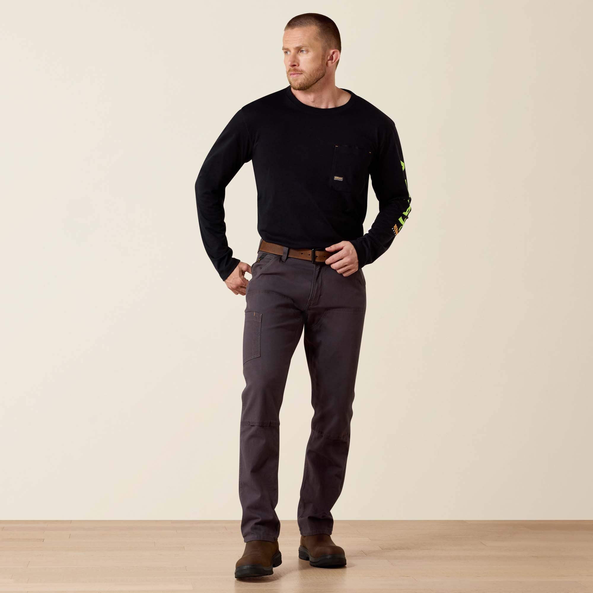 Ariat Rebar M4 Low Rise DuraStretch Made Tough Double Front Stackable Straight Leg Pant On Sale