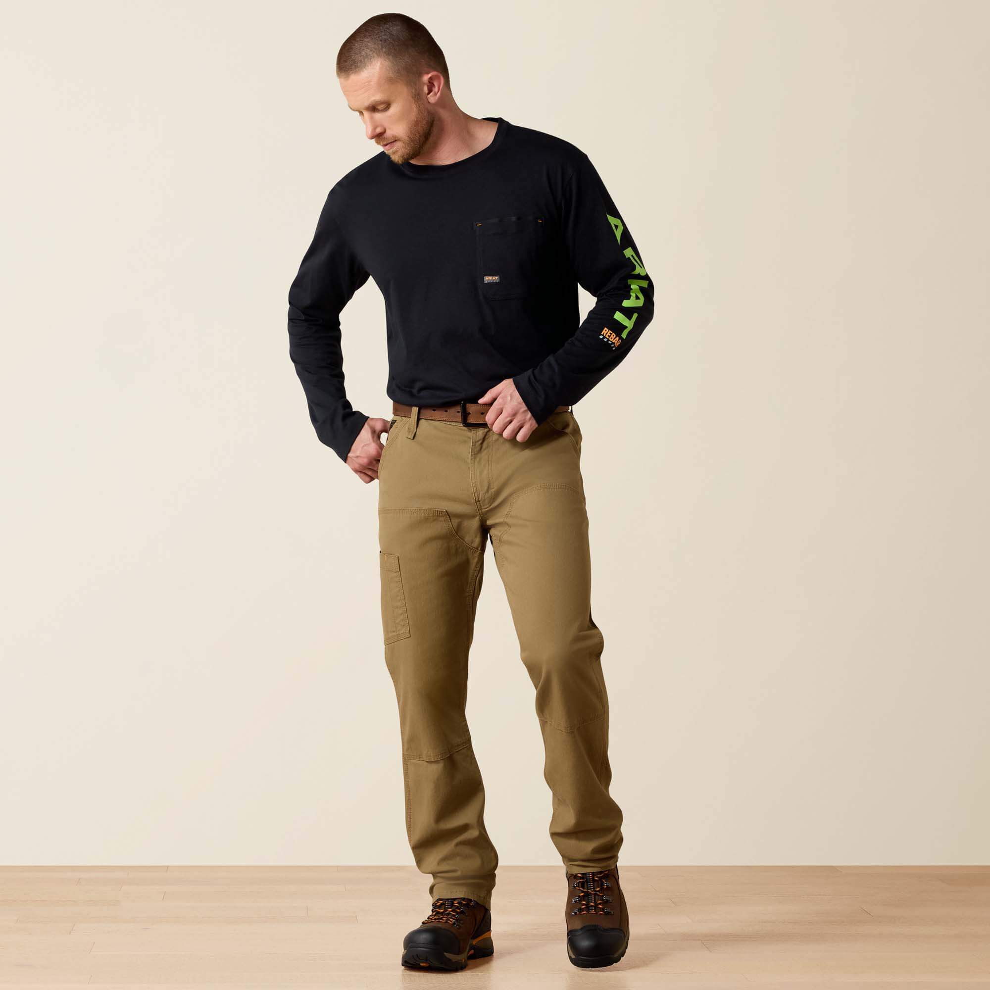 Ariat Rebar M4 Low Rise DuraStretch Made Tough Double Front Stackable Straight Leg Pant On Sale