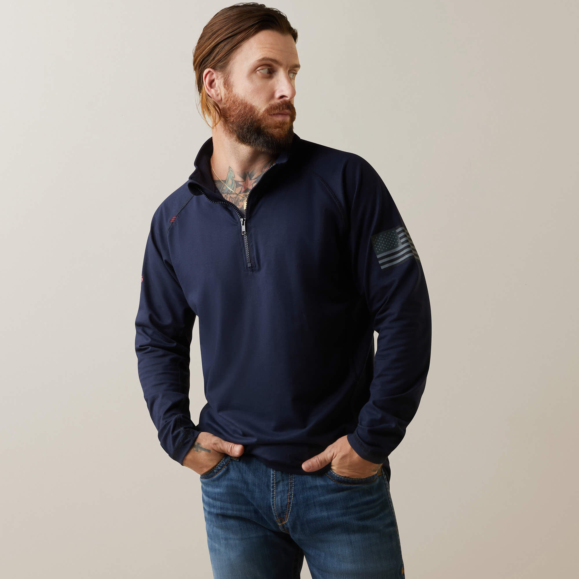 Ariat FR Combat Stretch Patriot 1/4 Zip Work Shirt Discount