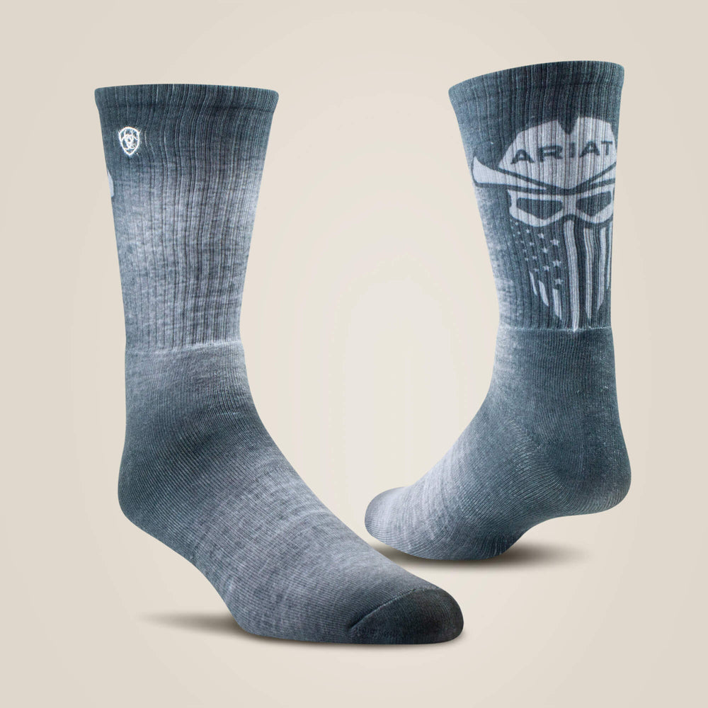 Ariat Incognito Graphic Crew Work Sock 2 Pair Multi Color Pack For Sale