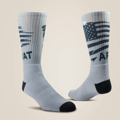 Ariat Patriot Graphic Crew Work Sock 2 Pair Multi Color Pack Discount