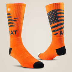Ariat Patriot Graphic Crew Work Sock 2 Pair Multi Color Pack Discount