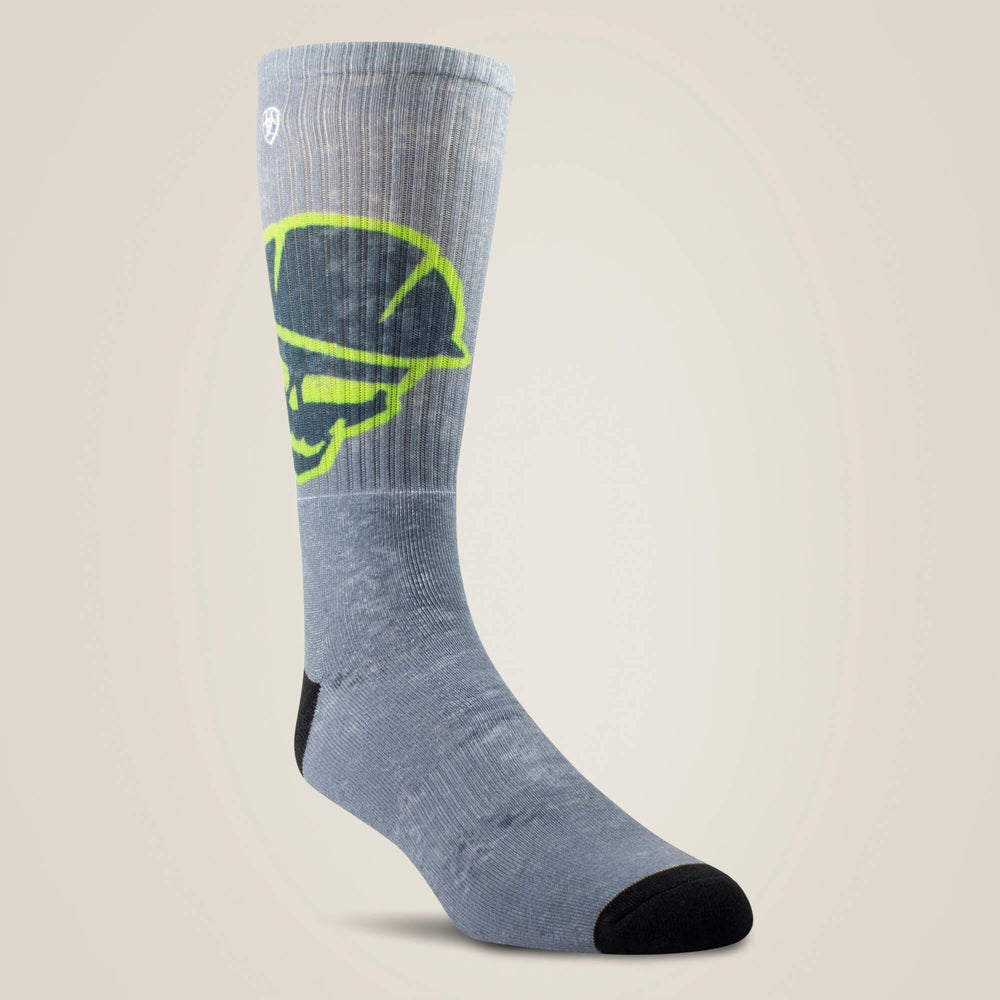 Ariat Roughneck Graphic Crew Work Sock 2 Pair Multi Color Pack Sale