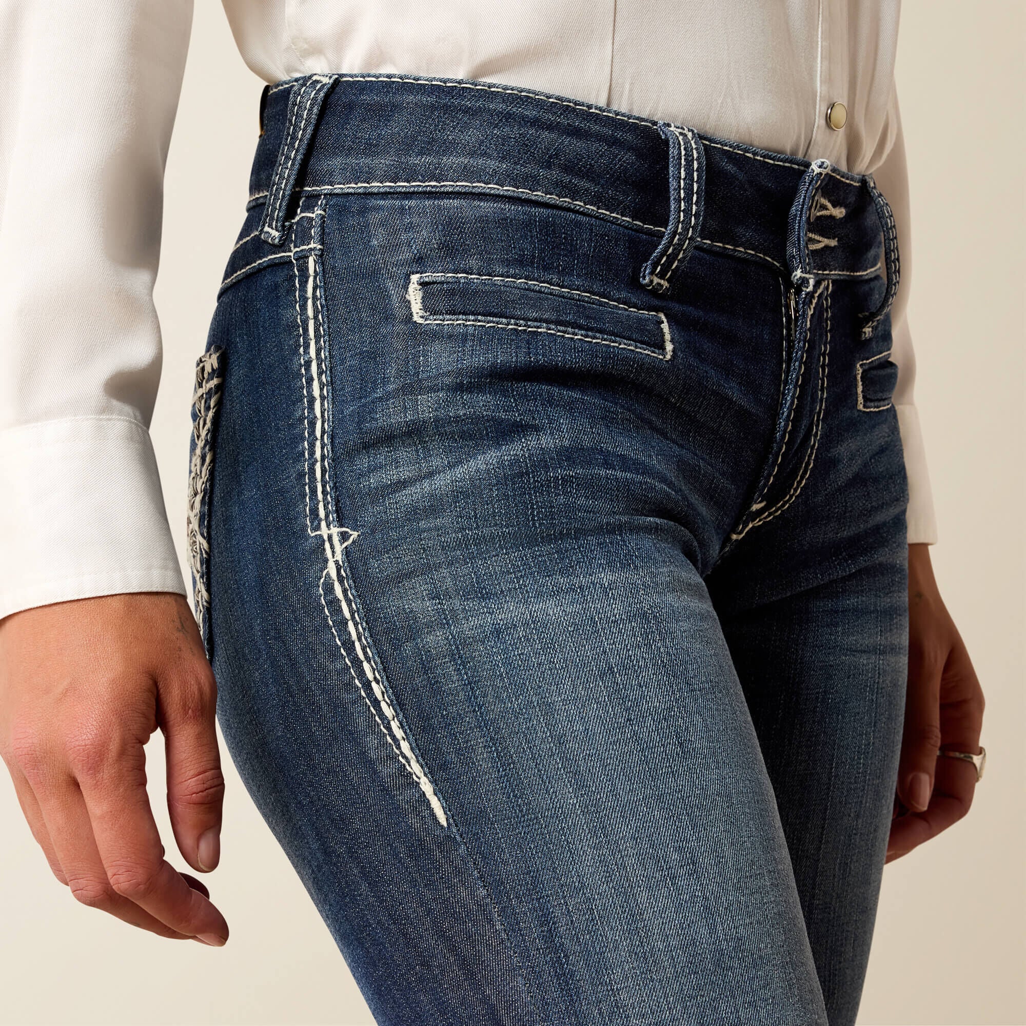 Ariat Trouser Mid Rise Stretch Entwined Wide Leg Jean On Sale