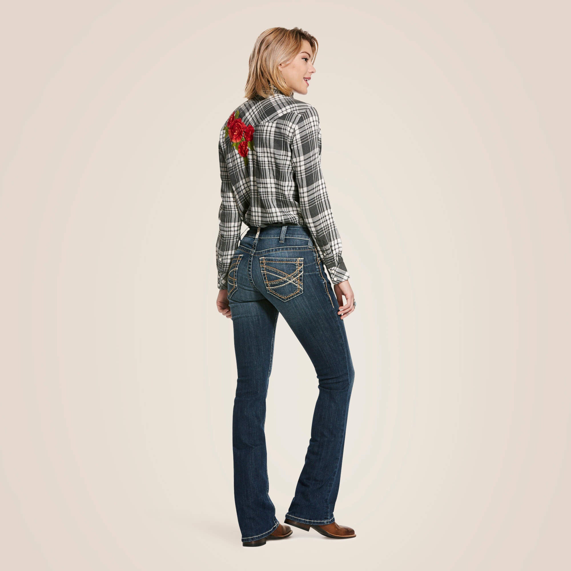 Ariat R.E.A.L. Mid Rise Stretch Entwined Festival Boot Cut Jean For Sale