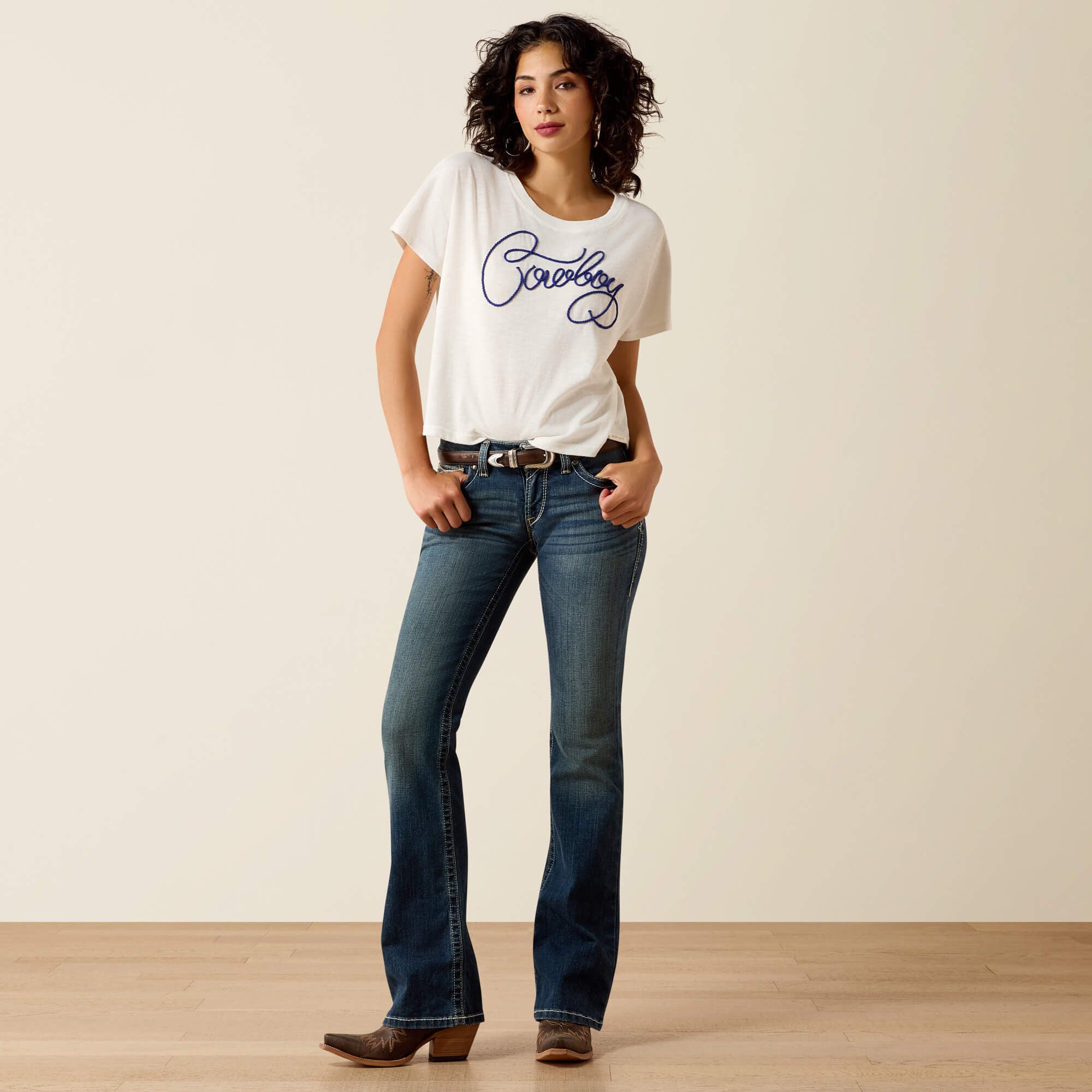 Ariat R.E.A.L. Mid Rise Stretch Whipstitch Boot Cut Jean Outlet