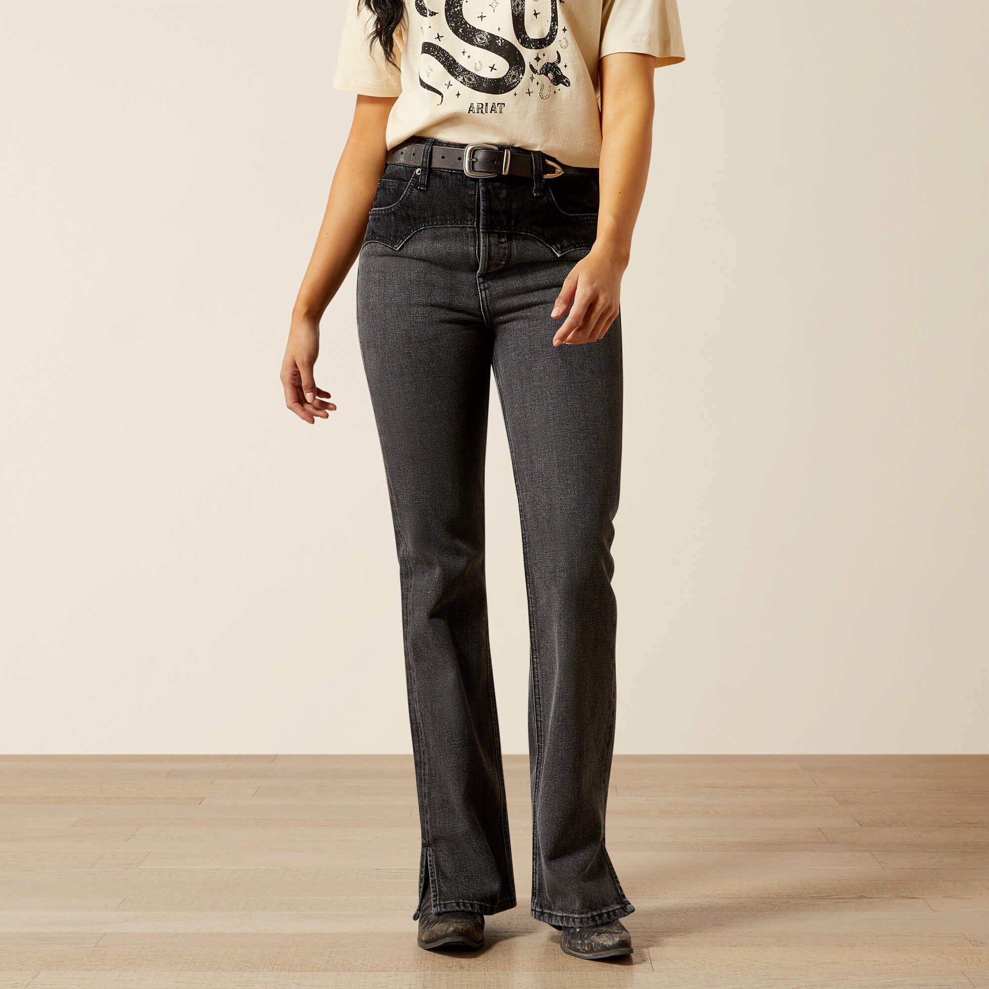 Ariat Ultra High Rise Cheyenne Yoke Tomboy Boot Cut Jean For Sale