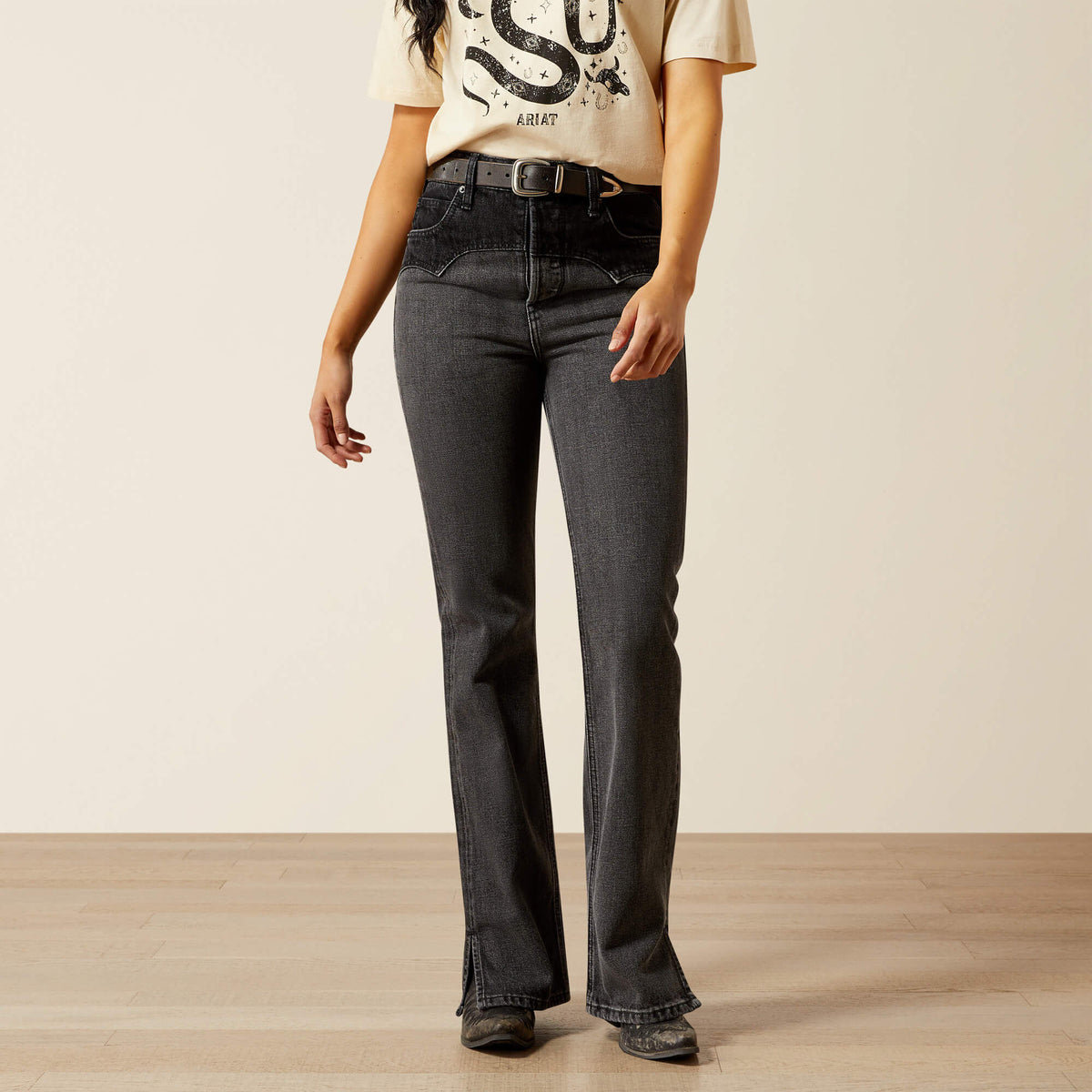 Ariat Ultra High Rise Cheyenne Yoke Tomboy Boot Cut Jean For Sale