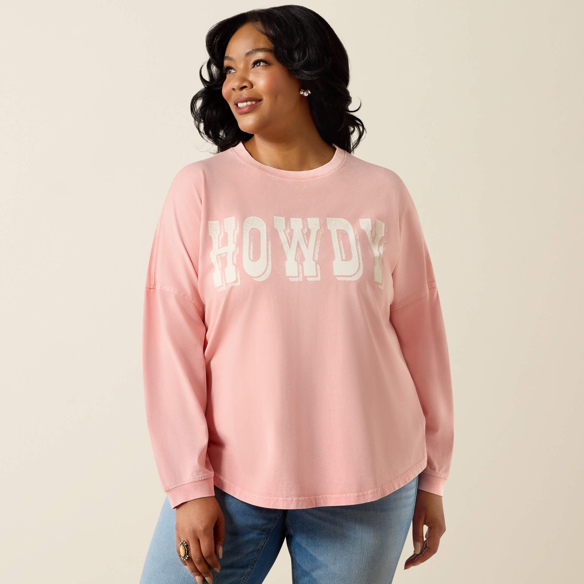 Ariat Canvas Oversized Long Sleeve T-Shirt For Sale