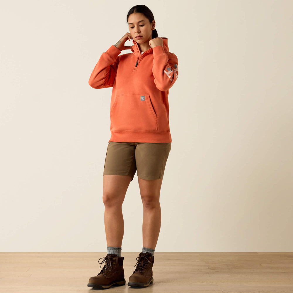 Ariat Rebar Lightweight Logo 1/2 Zip Hoodie For Sale
