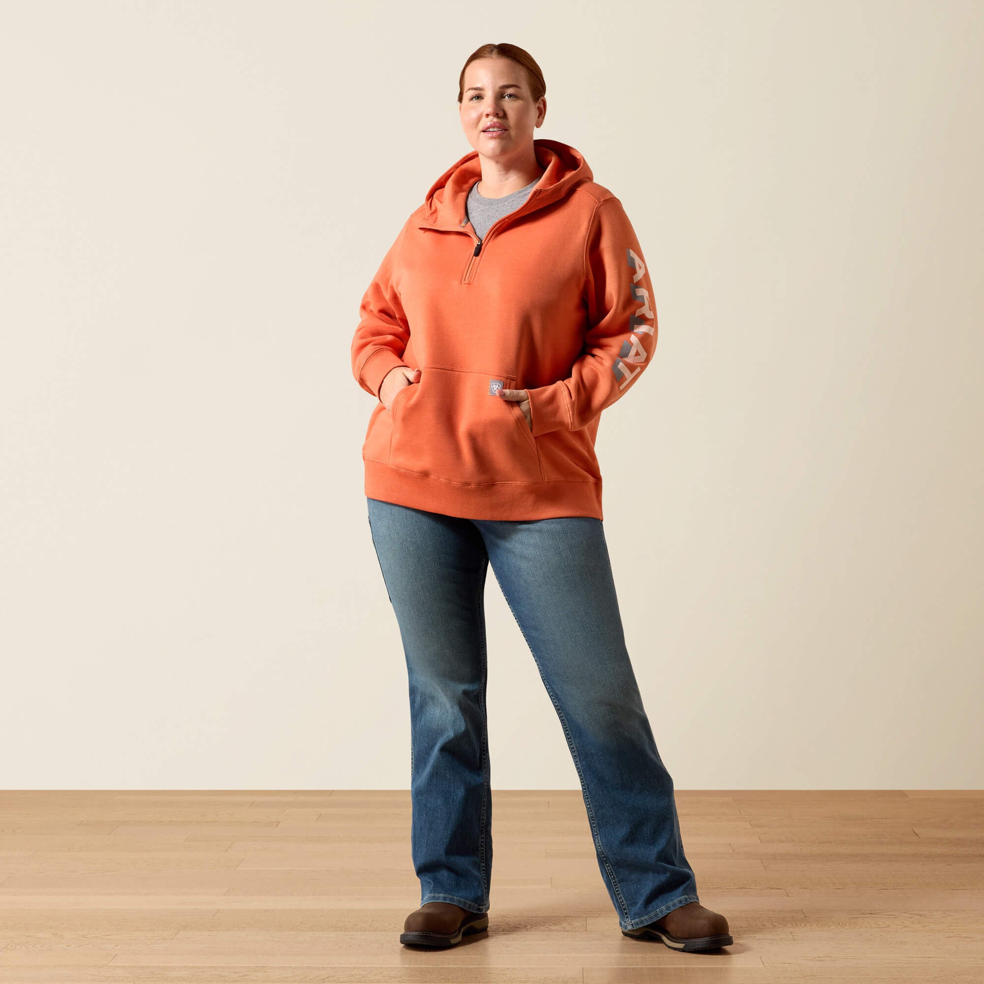 Ariat Rebar Lightweight Logo 1/2 Zip Hoodie For Sale