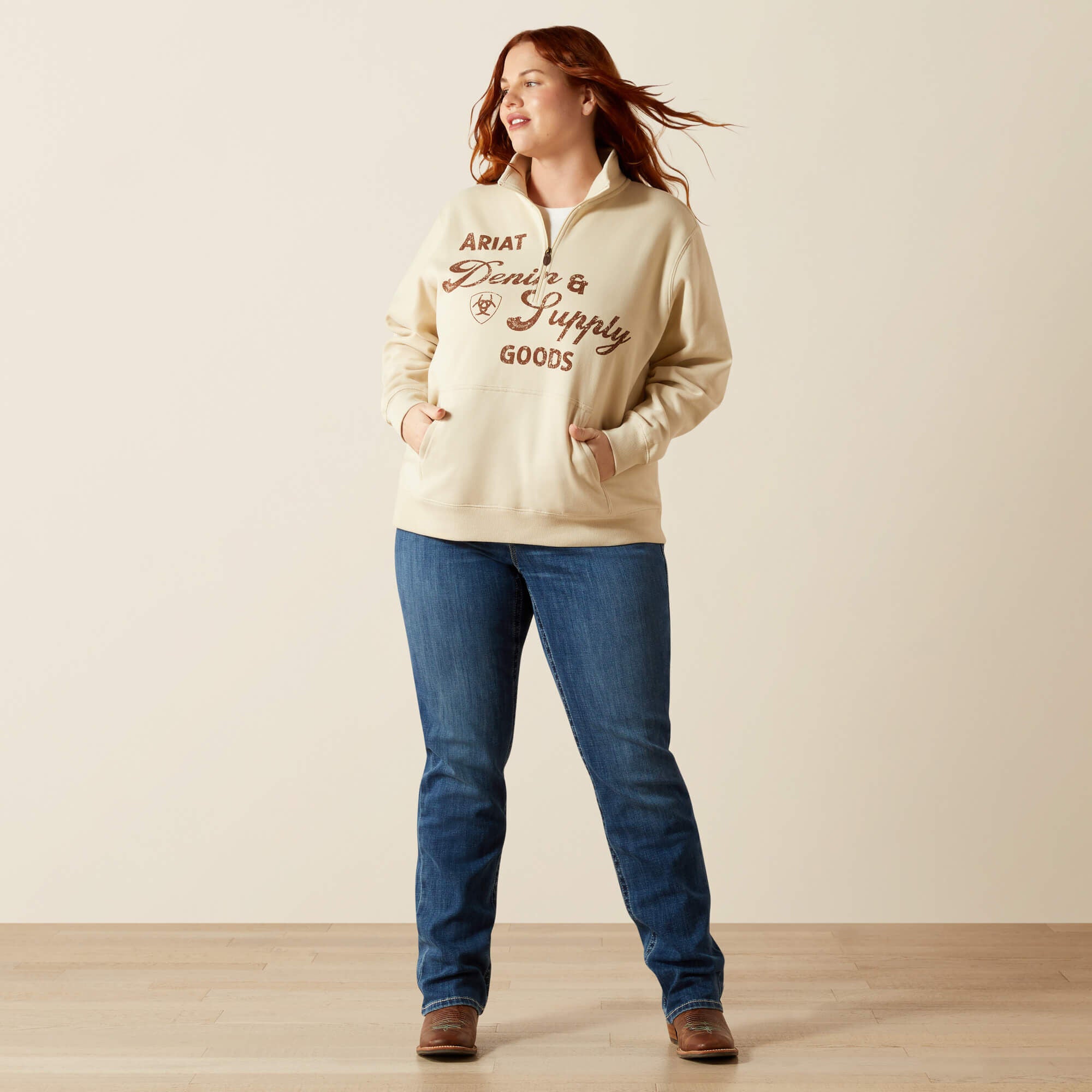 Ariat Denim and Supply 1/2 Zip Sweatshirt Outlet