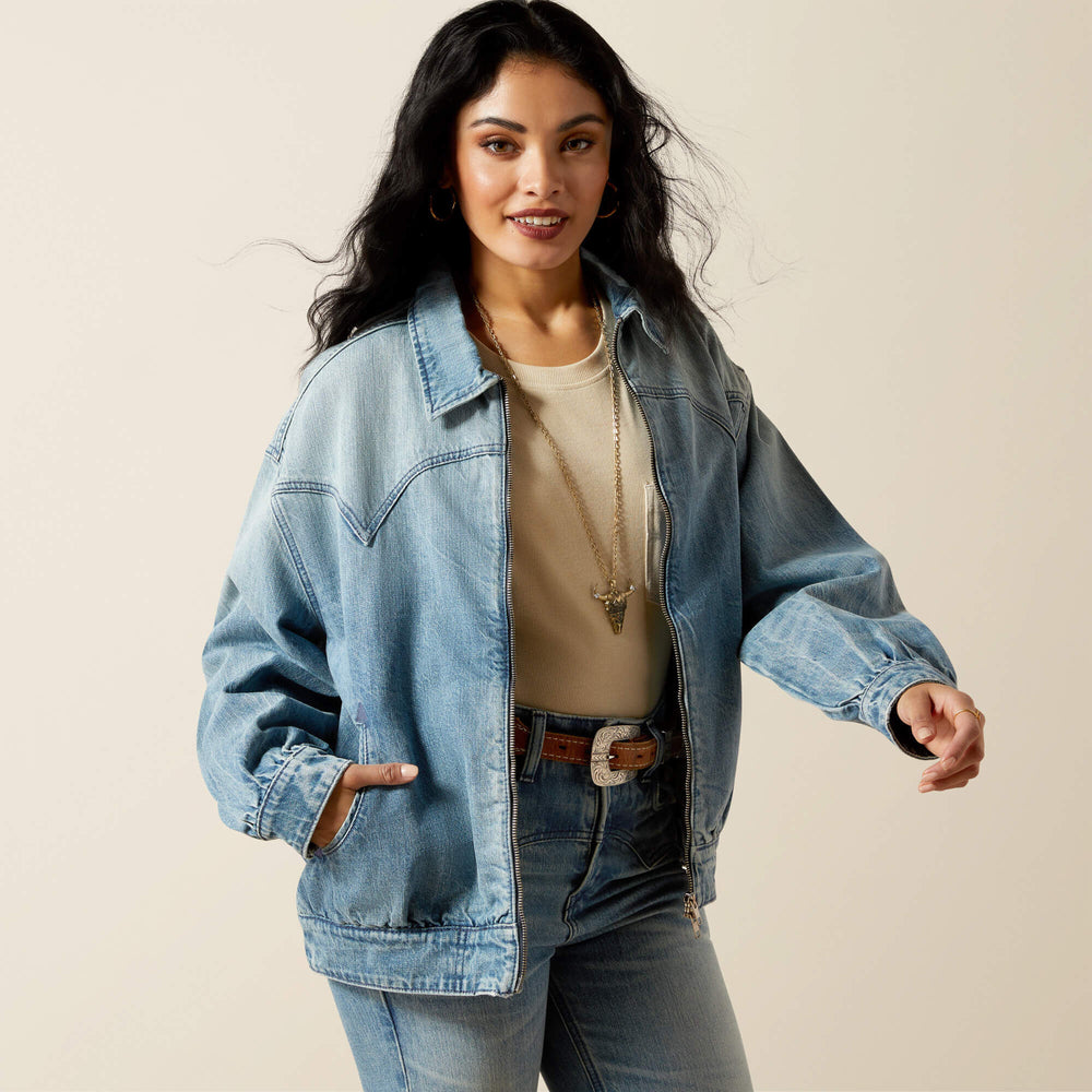Ariat Cheyenne Denim Bomber Jacket Outlet