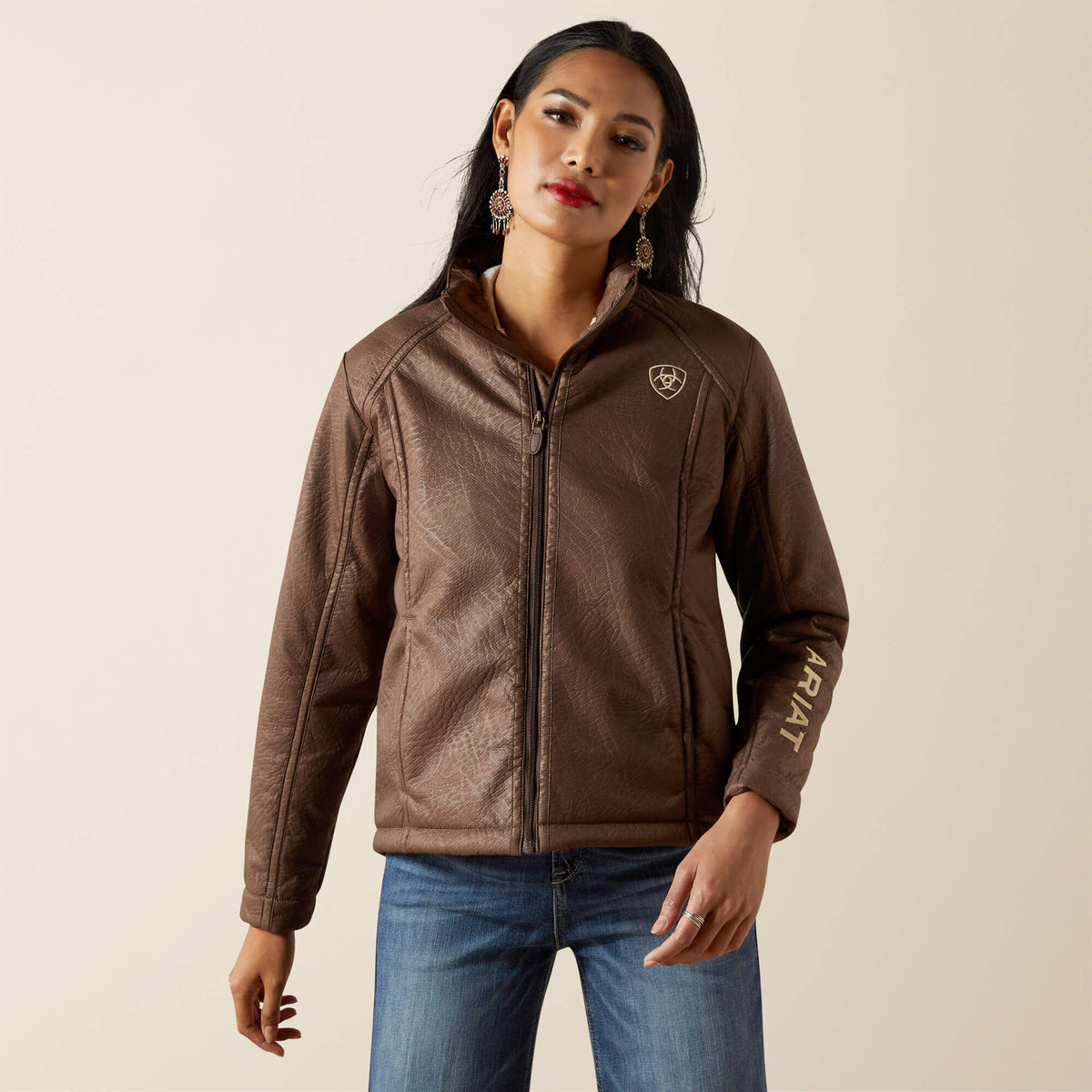 Ariat Ariat Logo Softshell Faux Leather Jacket Outlet