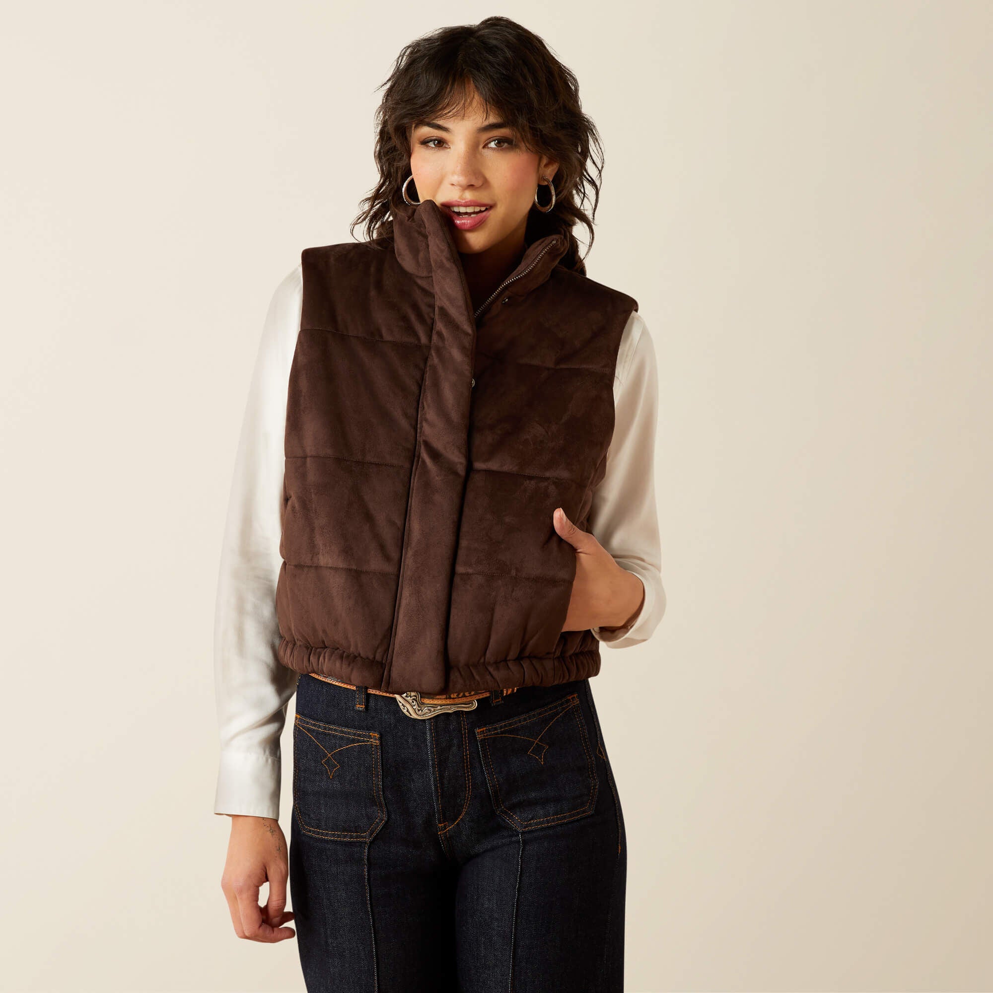 Ariat Swirls Faux Leather Vest Discount