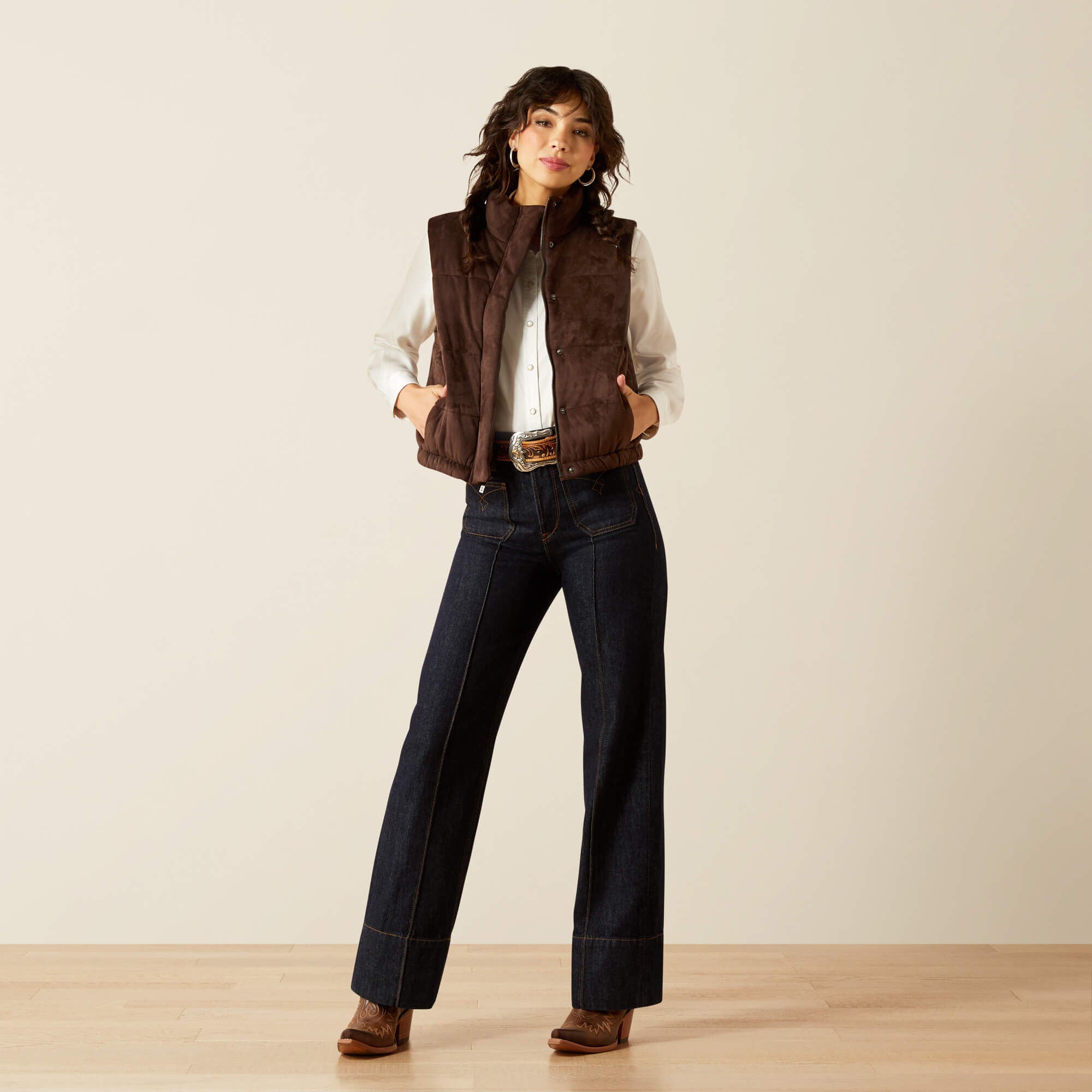 Ariat Swirls Faux Leather Vest Discount