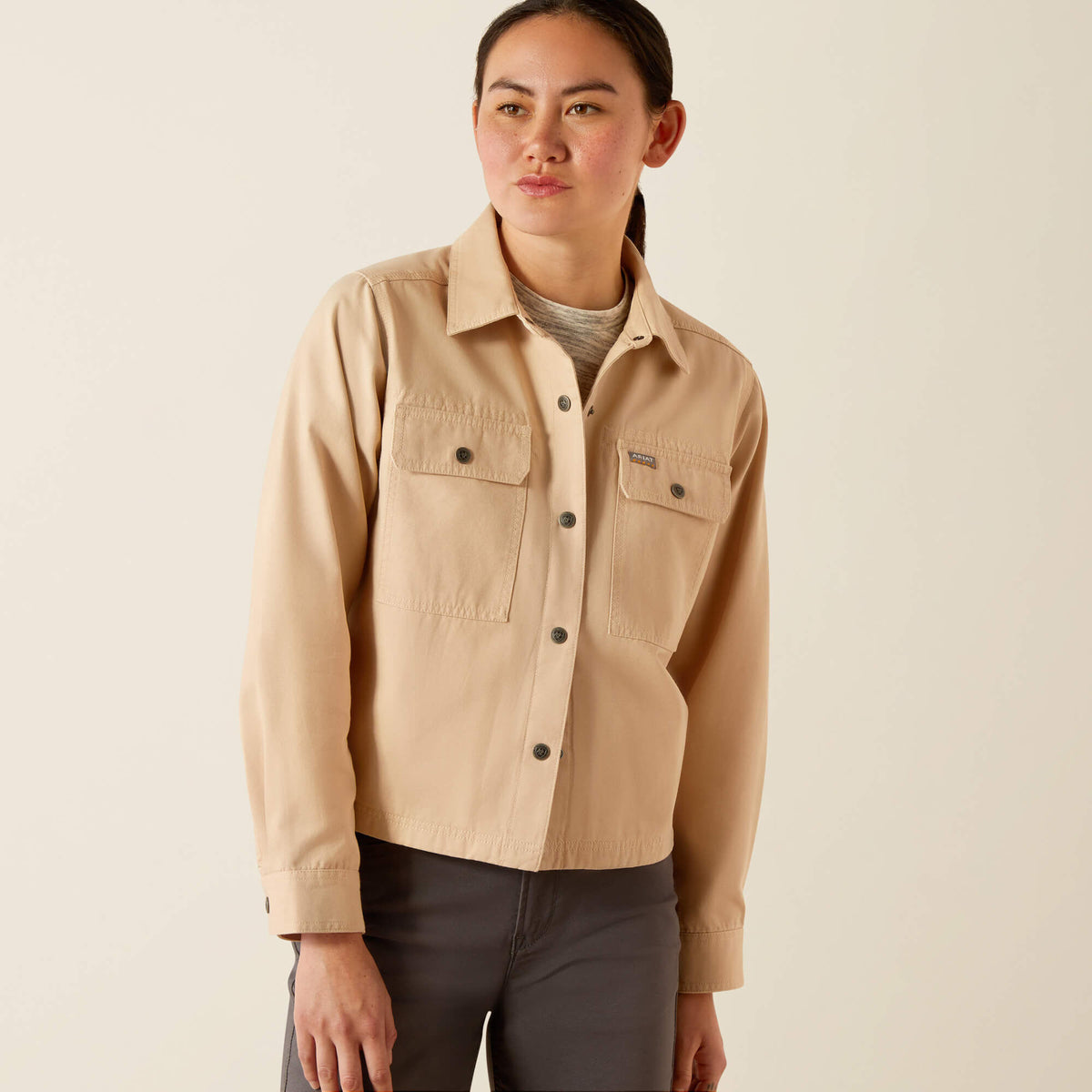 Ariat Rebar Cropped Woven Shirt Jacket On Sale