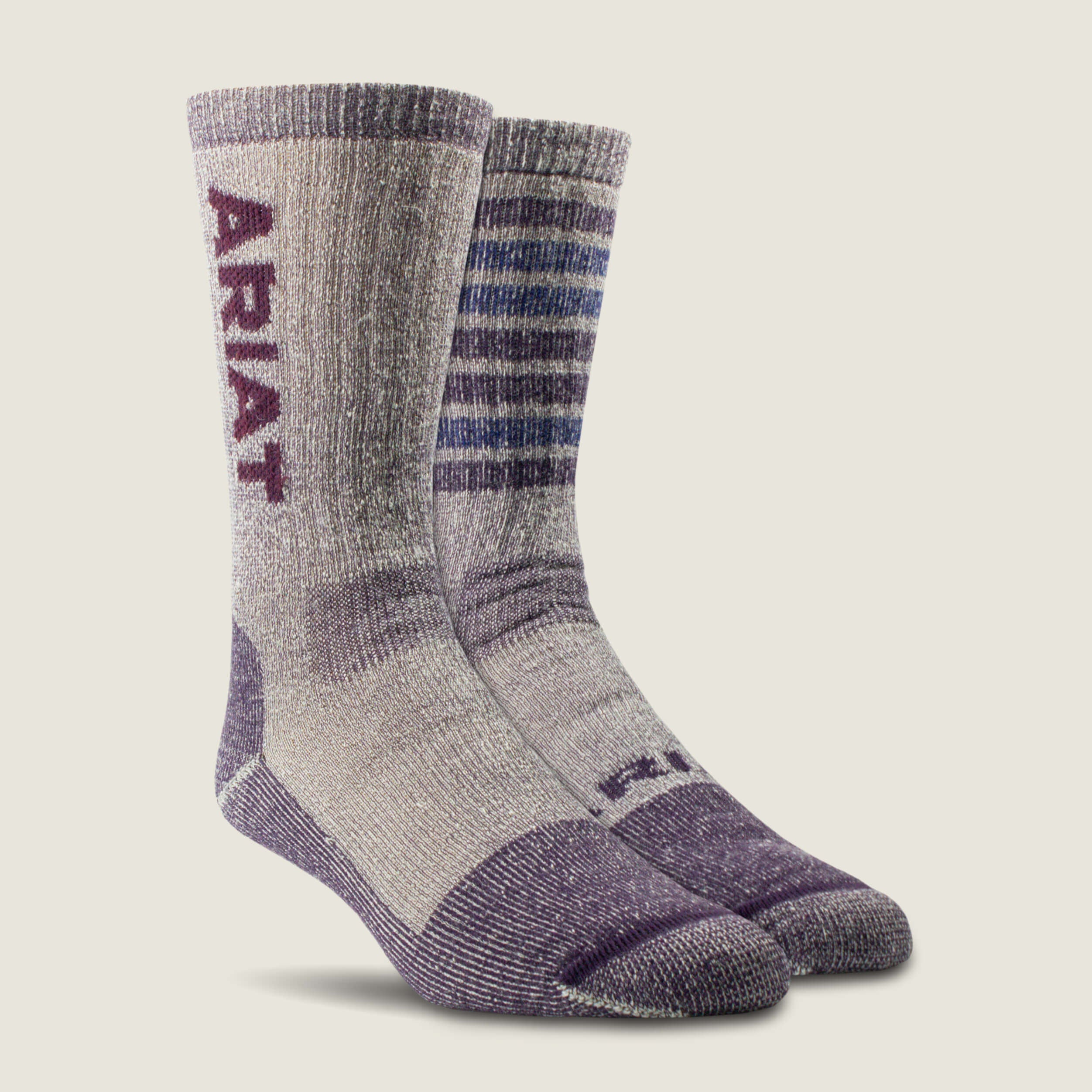 Ariat Midweight Merino Wool Blend Steel Toe Work Sock 2 Pair Multi Color Pack Sale
