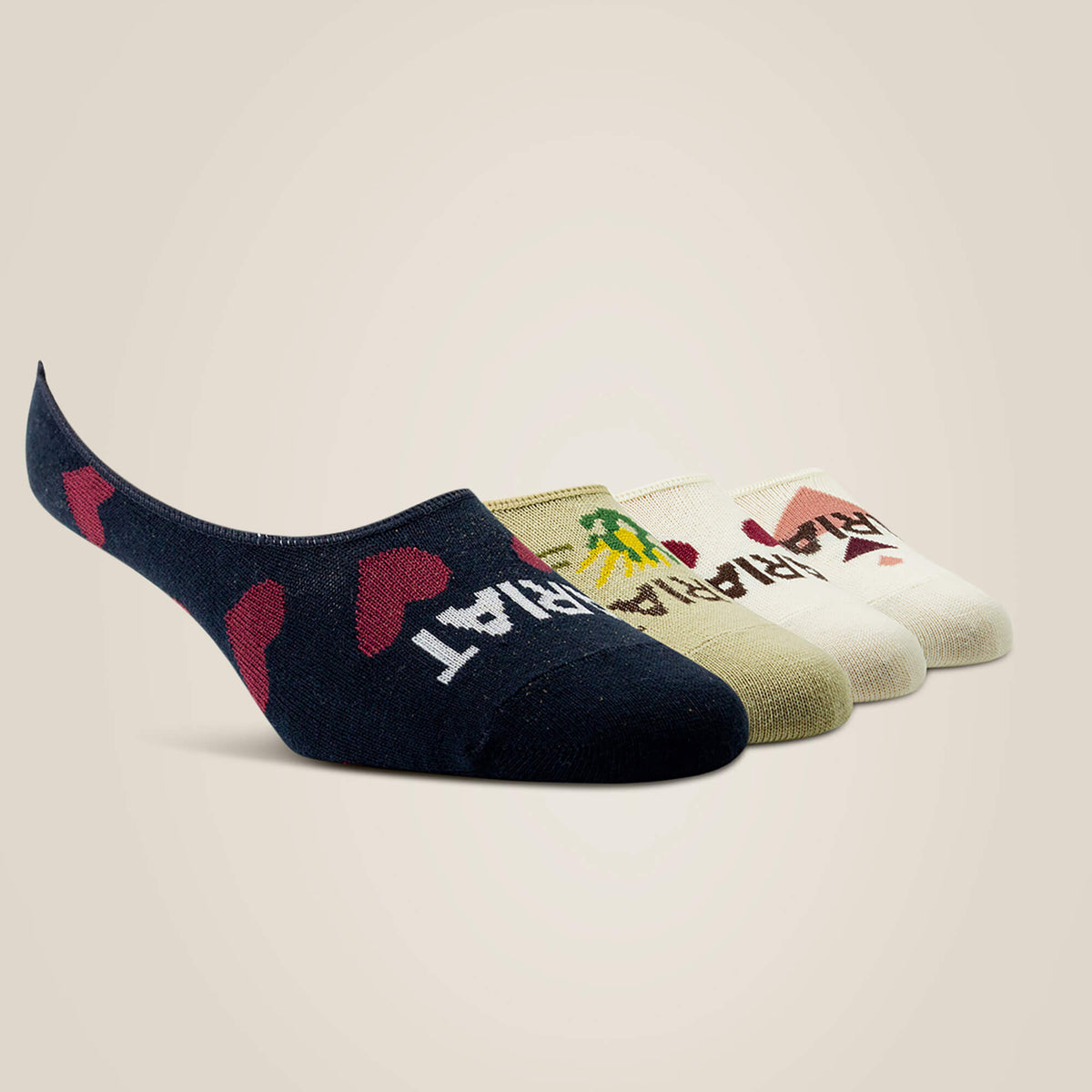 Ariat No Slip No Show Sock 2 Pair Multi Color Pack Discount