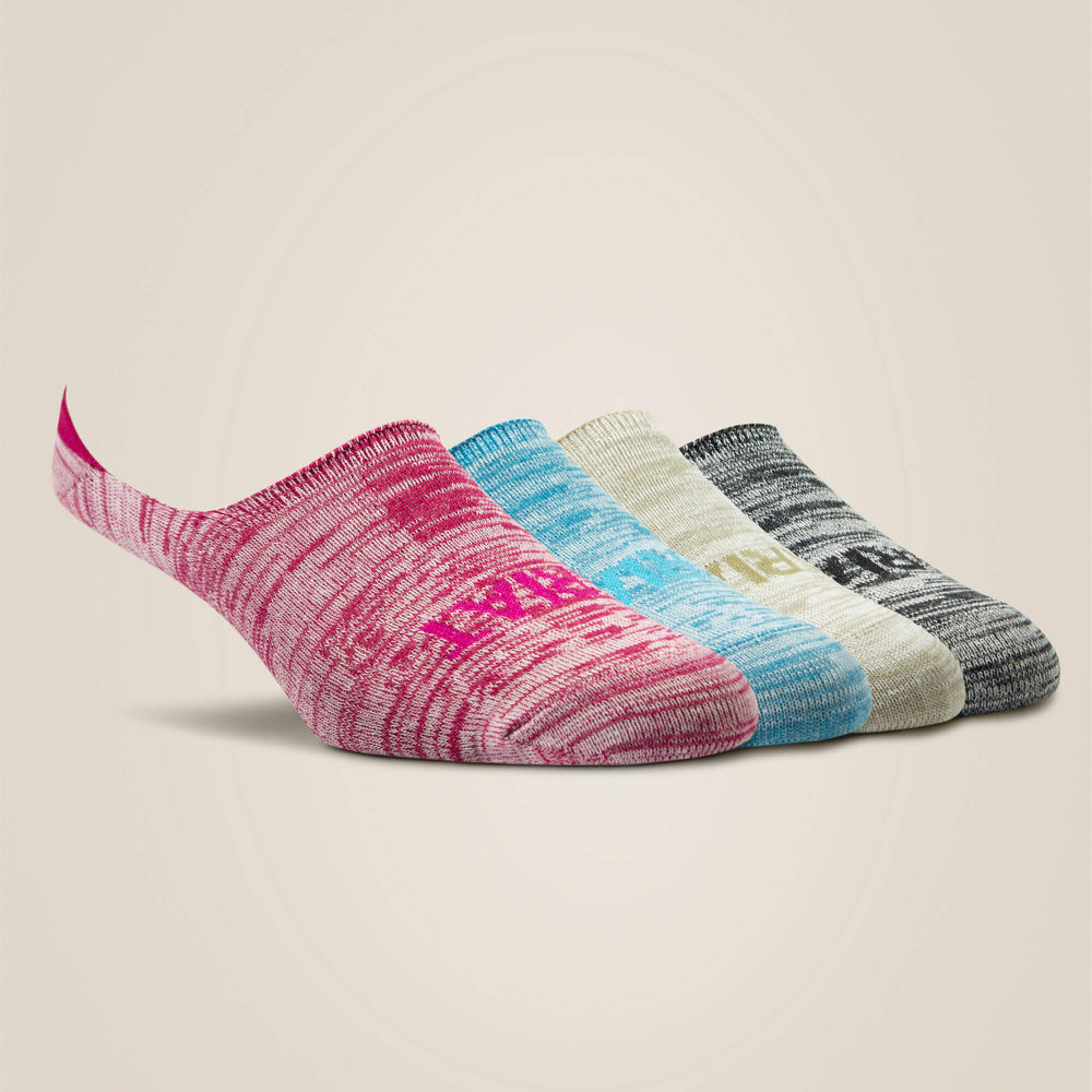 Ariat No Slip No Show Sock 4 Pair Multi Color Pack Discount