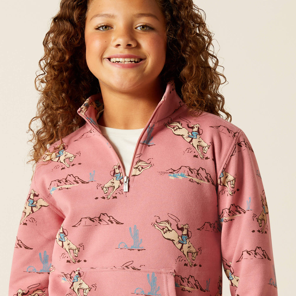 Ariat Bronc Scene 1/4 Zip Sweatshirt For Sale